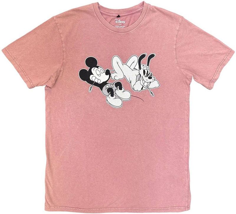 Disney - Mickey & Pluto Relax Heren T-shirt - S - Rood