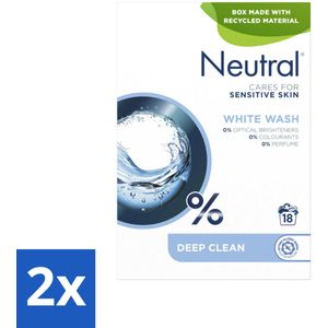 2 x Neutral - Waspoeder - Witte was - Parfumvrij - Gevoelige huid - 18 wasbeurten - Waspoeder - Wit Was - Parfumvrij - Hypoallergeen - Gevoelige Huid
