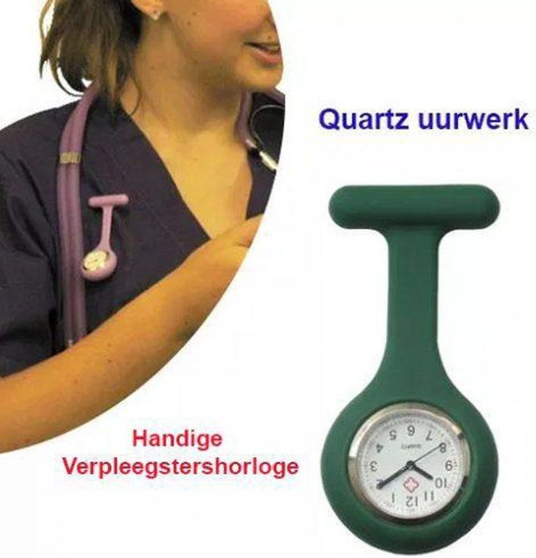 4-Stuks Verpleegstershorloge met Veiligheidsspeld in het Groen Kleur