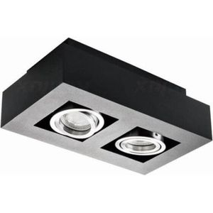Kanlux S.A. - LED GU10 plafondspot armatuur zwart - Dubbelvoudig voor 2 LED GU10 spots - Excl. LED spots
