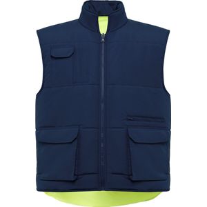 High Visibility Reversible Bodywarmer 'Persei' Donkerblauw/Fluor Geel maat XL