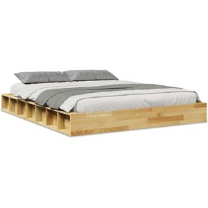 vidaXL - Bedframe - zonder - matras - 150x200 - cm - massief - hout - eiken