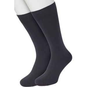 Bonnie Doon Basic Sokken Heren Donker Grijs/Bruin maat 40/46 - 2 paar - Basis Katoenen Sok - Gladde Naden - Brede Boord - Uitstekend Draagcomfort - Perfecte Pasvorm - 2-pack - Multipack - Effen - Grijs/Bruin - Castlerock - OL6324012.169