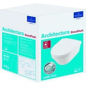 Villeroy & Boch Architectura combipack met wandcloset diepspoel Directflush Ceramic+ en softclose en quickrelease zitting, wit