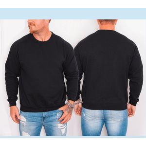 B&C zwarte heren sweater-Maat 4XL- Ronde hals-Geborstelde fleece aan de binnenkant.