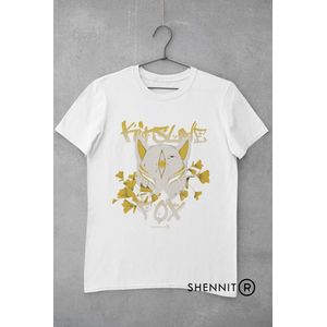 Kitsune Fox Anime Vos Neko Kawaii T-Shirt | Cadeau voor Otaku en Weeb | Japan Culture Merchandise | Urban Geekchic Style | Wit Maat S