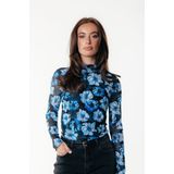 Colourful Rebel Neyo Flower Mesh Turtleneck Top - S