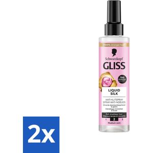 Gliss - Anti-Klit Spray Liquid Silk Gloss voor Glanzend en Klitvrij Haar - 200 ml - Voordeelverpakking - 2 stuks