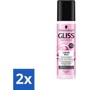 Gliss - Anti-Klit Spray Liquid Silk Gloss voor Glanzend en Klitvrij Haar - 200 ml - Voordeelverpakking - 2 stuks