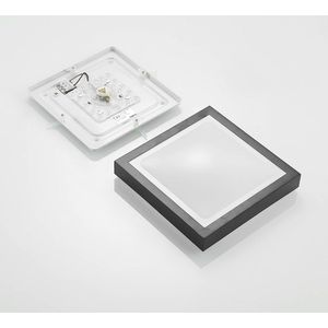Lindby - LED plafondlamp - 1licht - ijzer, aluminium, kunststof - H: 8 cm - mat zwart, wit - Inclusief lichtbron