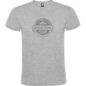 Grijs T shirt met "" Member of the Shooters club ""print Zilver size XXXXL
