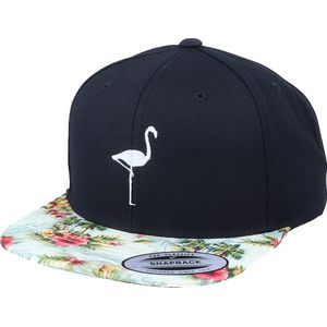Hatstore- Flamingo Silhouette Black/Floral Mint Snapback - Iconic Cap