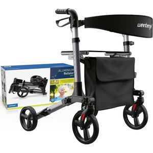 Opvouwbare Aluminium Rollator - Lichtgewicht, Gemakkelijk Transport, Verstelbare Hoogte, Duurzaam en Stabiel Medisch Hulpmiddel
