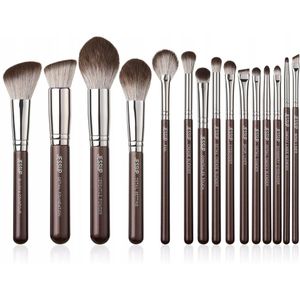 Jessup - Bruine Make-up Kwasten Set - 15st - Professionele Make-upborstels