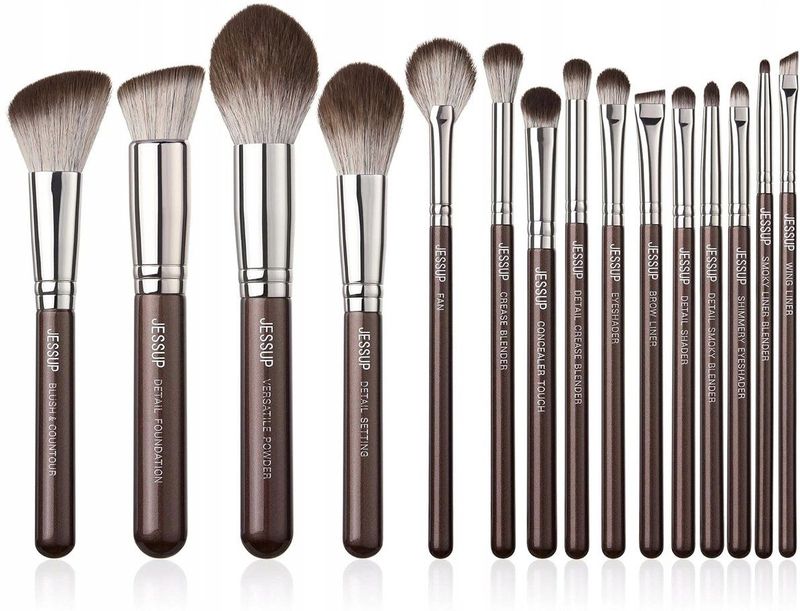 Jessup - Bruine Make-up Kwasten Set - 15st - Professionele Make-upborstels