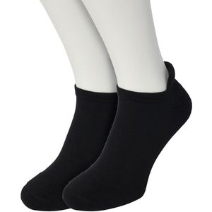 Bonnie Doon Unisex Sneaker Sokken Deluxe Zwart maat 36/42 - Dames en Heren - 2 paar - Badstof Binnenzool - Gladde teennaad - Zeer Comfortabel en Zacht - Zacht Hiel Kussen houdt Vuil tegen - Sport - Sneakersokken - Black - OL631050.101