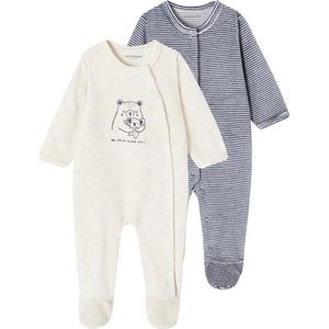 Vertbaudet - Set van 2 - Fluwelen Pyjamapakjes - Met Motief en Gestreept