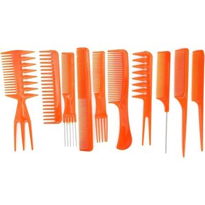 Allecto Plus - Haarkam 10 stuks Plastic Massage Anti-Statische Kam voor Haar en Hoofdhuid Kapper Thuis Kapsalon Gereedschap (Oranje)