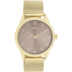 Goudkleurige OOZOO horloge met goudkleurige metalen mesh armband - C11323