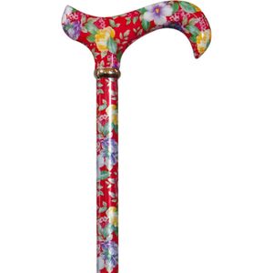 Classic Canes - Tea Party - Verstelbare Wandelstok - Rood - Aluminium - Hoogte 77 tot 100 cm
