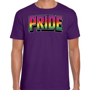 Bellatio Decorations Gay Pride T-shirt voor heren - paars - pride - regenboog - LHBTI S