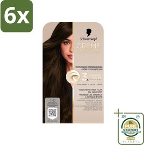Schwarzkopf - Haarkleuring - Creme Supreme 4-0 - Natuurlijk Donkerbruin - 245g - Voordeelverpakking - 6 stuks - Grijsdekking - Haarkleur