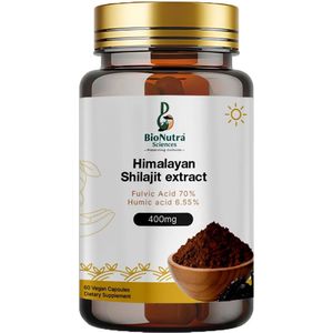 BioNutra Sciences, Premium strong, Himalayan Shilajit / Asphaltum extracts, 400mg vegetarian- vegan capsules with Fulvic Acid 70% and Humic acid 6.55%, powerful energy boost