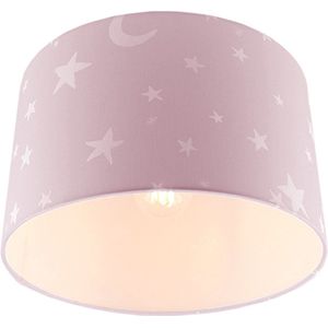 Olucia Stars - Kinderkamer Plafondlamp - Roze/Wit - E27
