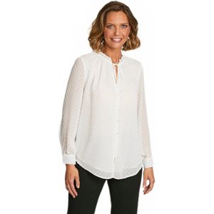 Effen plumetis voile blouse met knoopsluiting