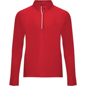 Rood sportshirt van technisch weefsel met raglanmouwen en halve rits, reflecterende details model Melbourne maat XL