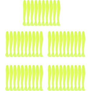 Plastic visaas voor makreel 50 stuks 5 cm zacht kunstaas staart grub aas visgerei accessoire 9 kleuren (geel)