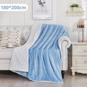 Bovista Deken - Pluche - Wollen - Dekentje - Fleece - Plaid - Knuffeldeken - Bank Deken - 2 Persoons Groot - Blauw