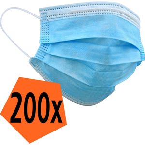 Mondkapje Blauw Wegwerp - Mondmasker Wegwerp Niet Medisch Mondkapje Blauw - Blauw Mondkapje Wegwerp Universeel - 200 Stuks