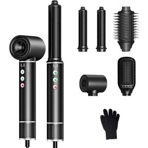 ApexArte® Fohnborstel - Krulborstel - Krultang 5 in 1 - Zwart