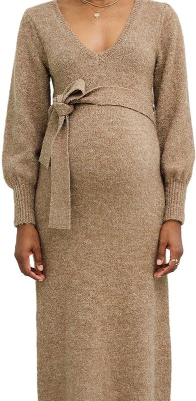 Vertbaudet - Lange Zwangerschapsjurk - Chocoladebruin - Gemêleerd Tricot