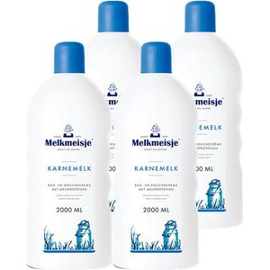 Melkmeisje Bad & Douche – Karnemelk – Voordeelverpakking - 4 x 2000 ml - Zachte Verzorging voor de Huid