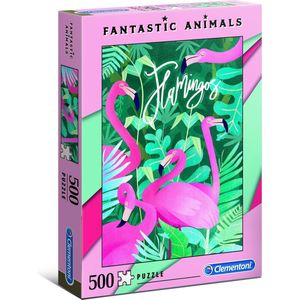 Clementoni - Fantastic Animals puzzel - Flamingos - 500 stukjes, puzzel volwassenen