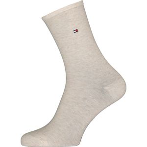 Tommy Hilfiger damessokken Casual (2-pack) - uni katoen - licht beige melange - Maat: 35-38