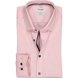 OLYMP Level 5 body fit overhemd - roze structuur (contrast) - Strijkvriendelijk - Boordmaat: 40