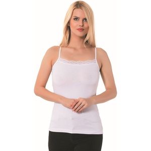 3 pack-Dames Onderhemden Met Spaghetti Bandjes-Stroptops Dameshemd Met Kant-Wit-L