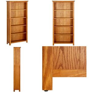 vidaXL Boekenkast met 5 schappen 70x22x140 cm massief eikenhout - Boekenkast - Boekenkasten - Boekenplank - Boekenplanken