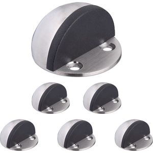 Relaxdays - Deurstopper - Set van 6 - RVS/Rubber - Binnen - Zilver/Zwart