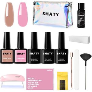 SHATY® BIAB Starter Pakket – Complete BIAB Set met Builder Gel, Builder in a Bottle Gelnagellak, UV/LED Nagellamp, Nail Cleanser & Instructievideo (NL)