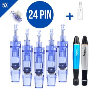 Dermapen Dr.Pen A1 naalden - 24 pin - Microneedling cartidges - Mesotherapie - Vervangende naaldkoppen - Opzetstuk dermapen - Anti-aging - Huidverzorging - Ook geschikt voor Dr.Pen A6/A1/E30/M5/M7/N2/MyM - 5 stuks + Sprayflesje 50 ml per bestelling