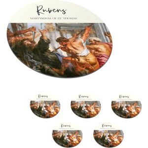 Onderzetters voor glazen - Rond - Schilderij - Rubens - Barok - 10x10 cm - Glasonderzetters - 6 stuks