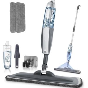 TM&DY Dweil - 2 IN 1 Mop - Dweilsysteem - Vloerwisser met Spray - 2 Microvezel Reinigingspads - Dweilset Met Spray functie - Dweilen zonder Emmer - Vloerreiniger - Grijs