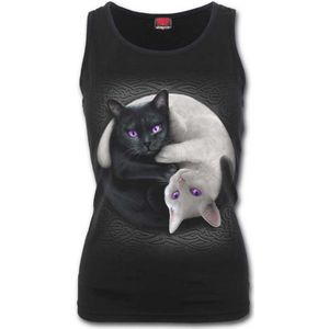 Spiral Yin Yang Cats Dames Top - zwart - XXL