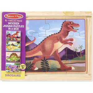 Melissa & Doug Legpuzzels in een doos - Dinosaurussen (vier houten puzzels in houten opbergdoos, 12 stukjes, geweldig cadeau voor meisjes en jongens - ideaal voor kinderen van 3, 4, 5 en 6 jaar)