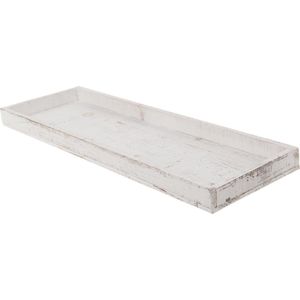 Kaarsenbord/plateau - rechthoekig - hout - wit - 60 x 20 cm - Kaarsenonderzetter