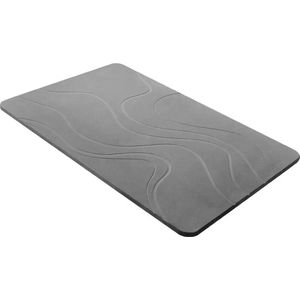 Stenen diatomite badmat antislip 40 x 60 cm,antraciet grijs, hoog absorberend / sneldrogende badmat.